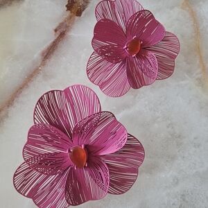 Anthropologie Wire Flower Statement Earrings